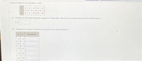 Solved Given Are Data For Two Variables And Y Chegg