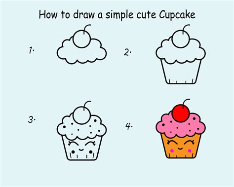 Step by step to draw a Cute Cake. Drawing tutorial a Cute Cake. Drawing ...