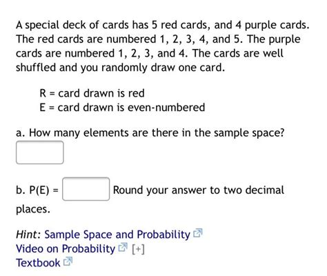 Solved A Special Deck Of Cards Has Red Cards And Purple Chegg