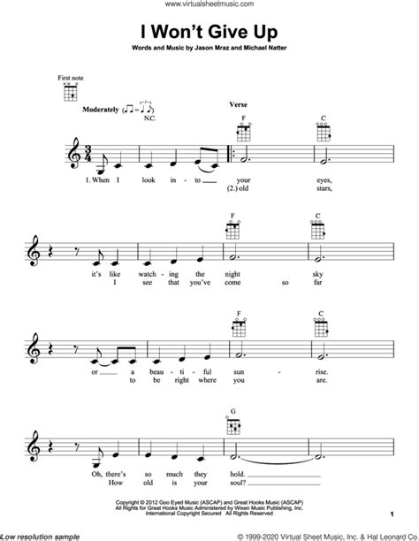 I Wont Give Up Sheet Music For Ukulele Pdf Interactive