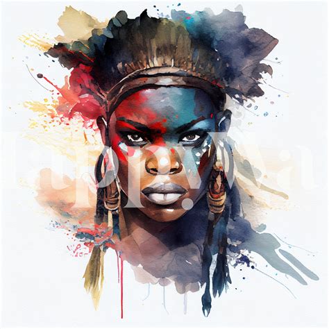 Watercolor African Warrior Woman #4 wallpaper | Happywall