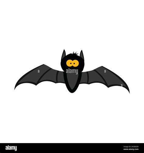 Halloween black scary bat with yellow eyes vector illustration. Black ...