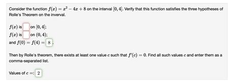 Solved Consider The Function F X X2−4x 8 On The Interval