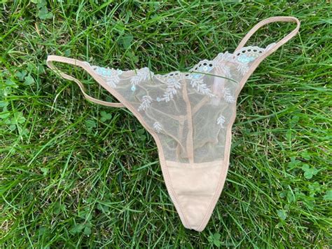 Victorias Secret Lingerie Set Sheer Nude Sequin Flor Gem