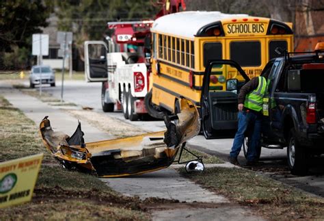 Four Injured As Springfield School Bus Collides With Pickup Tree