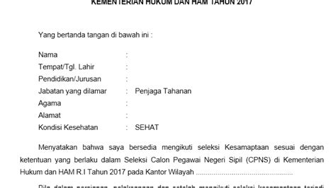 Detail Contoh Surat Pernyataan Kemenkumham 2017 Koleksi Nomer 54