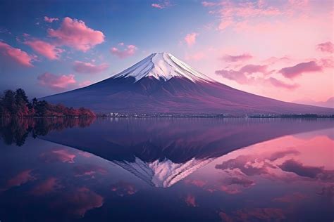 Fuji Monta A Y Lago Kawaguchiko A Atardecer Jap N Hermosa Esc Nico