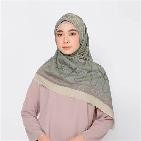 Jual Zm Zaskia Mecca Majegau Olive Scarf Kerudung Segi Empat Ultra