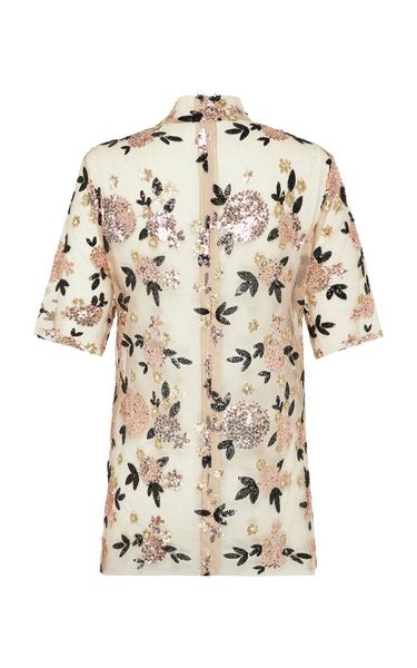 Flamingo Top In Floral Sequin By Macgraw