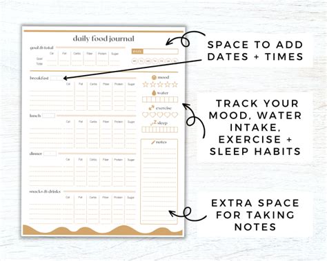 Printable Daily Food Diary Template Calorie And Macro Tracker Log Journals With Dragons