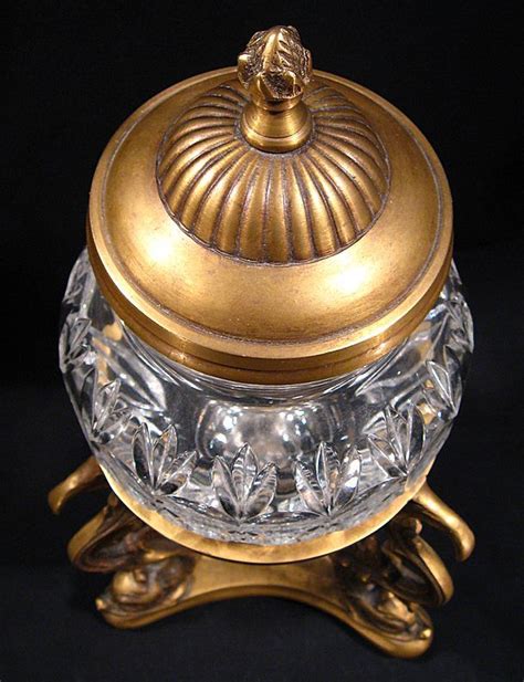 Cut Crystal Glass Urn With Brass Lid And Stand From Rlreproshop On Ruby Lane