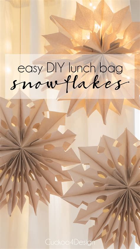 How To Make Large 3D Paper Bag Snowflakes Using Lunch Bags Easy Paper