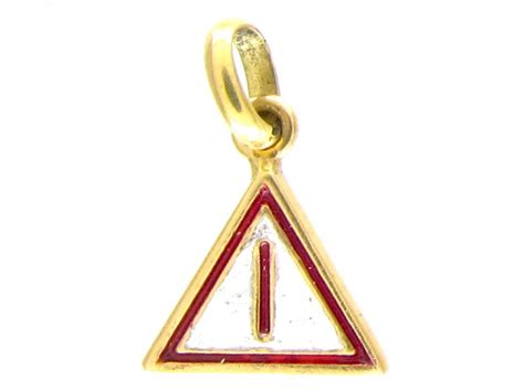 18ct Gold Vintage Traffic Sign Charm 761f The Antique Jewellery Company