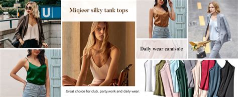 Miqieer Basic Women S Silk Tank Top Ladies V Neck Camisole Silky Loose Sleeveless Blouse Satin