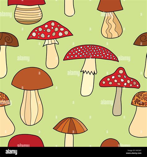 Abstract Doodle Mushroom Seamless Pattern Stock Vector Image Art Alamy