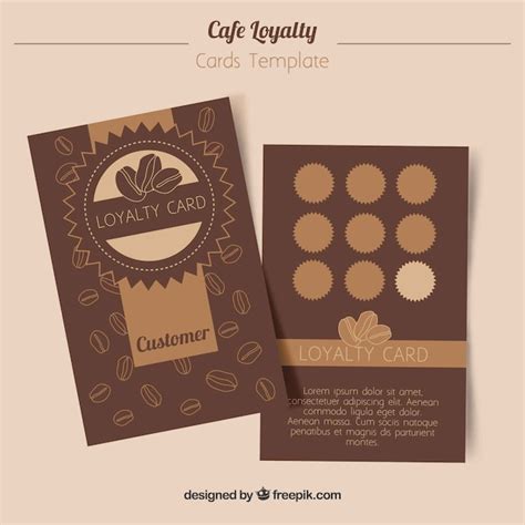 Plantilla de tarjeta de fidelidad con cupones para café Vector Premium