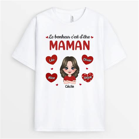 Bonheur DÊtre Maman Mamie Cadeau Personnalisé T Shirt Pour Maman