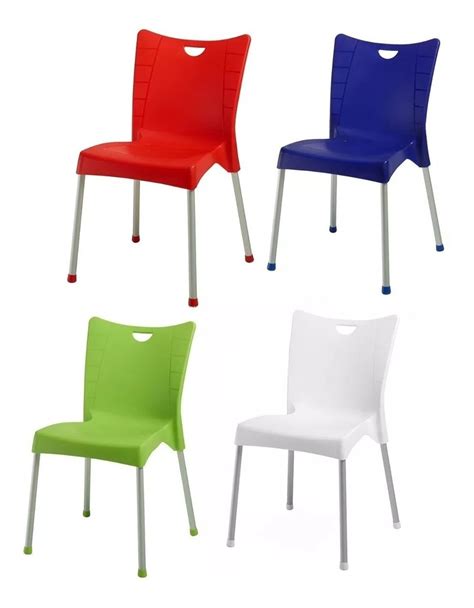 Silla De Pl Stico Sin Brazos Patas Aluminio Varios Colores