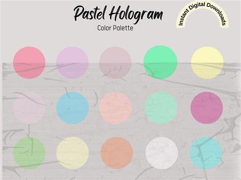 the pastel hologramm color palette is multicolored