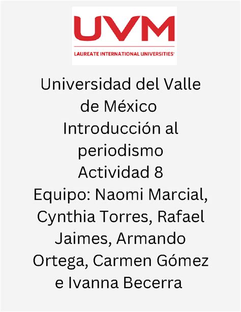 A8 ADZ Universidad del Valle de México Introducción al periodismo