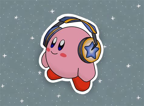 Kirby Headphones Sticker - Etsy