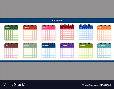 Year calendar Royalty Free Vector Image - VectorStock