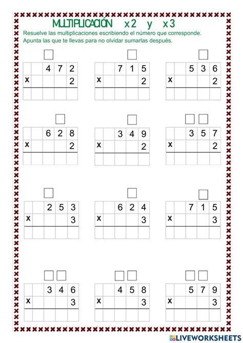 Worksheet Para Multiplicar Por Y Por