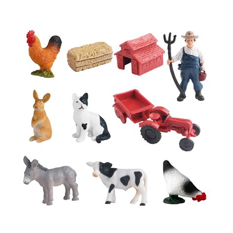 PETSOLA Mini Barn Farm Toys Playset Farm Animals Figurines Set, Farm ...