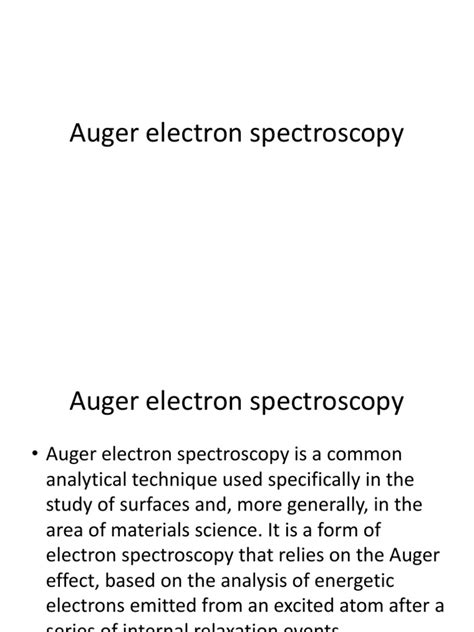 Auger Electron Spectros | PDF