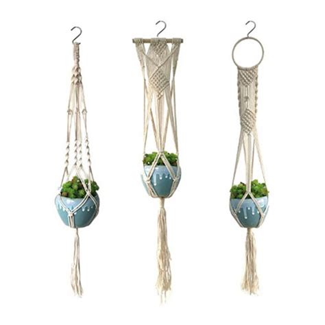 Macrame Plant Hangers Set Van 3 Indoor Muur Opknop Grandado