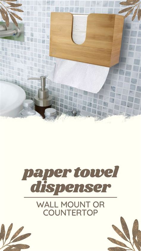 Bamboo Paper Towel Dispenser Wall Mounted Or Countertop Paper Towel