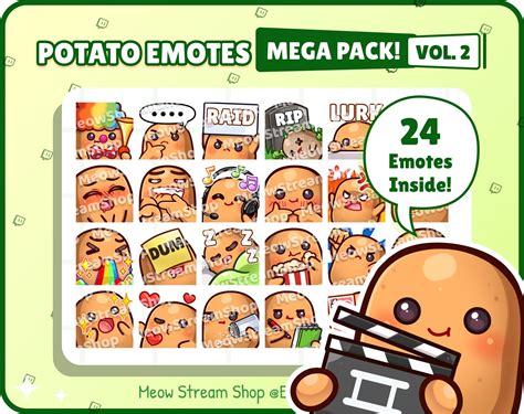 Twitch Emote Cute Potato Mega Pack 2 Emotes 24 Emotes Ready To Use