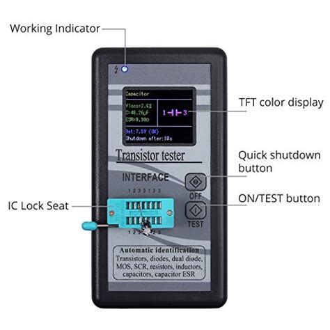 Digital Transistor Tester DROK Mosfet Transistor Capacitor Tester With