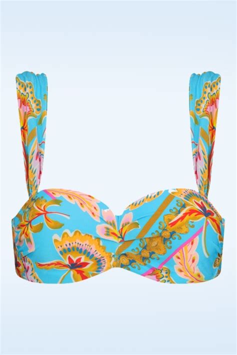 Cyell Haut de bikini rembourré Orient en bleu