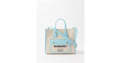 Burberry Freya Mini Canvas And Leather Tote Bag In Blue Lyst