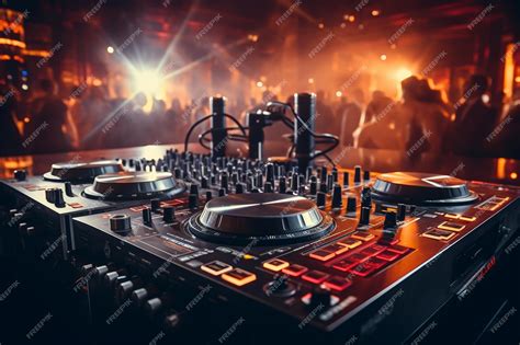 Premium Photo | Dj equipment in a club with a blurred background