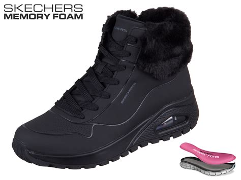 Damen Stiefel Skechers Rugged Fall Air Bbk Black Uno Textil