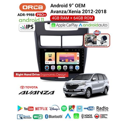 Jual Head Unit Android Avanza Xenia 2012 2018 CarPlay Orca 9988 G2 Pro