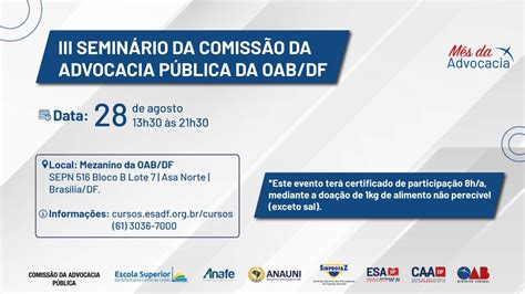 III Seminário da Comissão da Advocacia Pública da OAB DF OAB DF