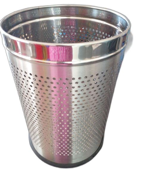 Open Top Silver Stainless Steel Perforated Bin For Office Material