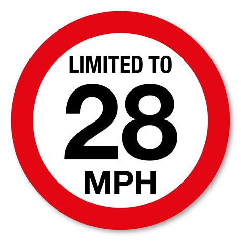 28mph Vehicle Speed Limited To Self Adhesive Vinyl Sticker Sign