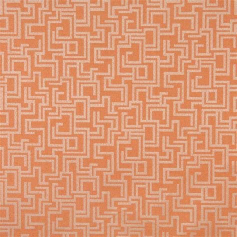 Orange, Geometric Outdoor Indoor Woven Fabric By The Yard