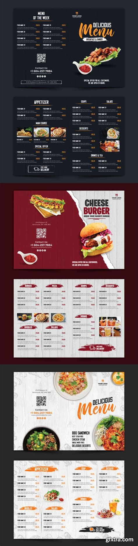 Restaurant Menu Bi Fold Brochures Psd Templates Gfxtra