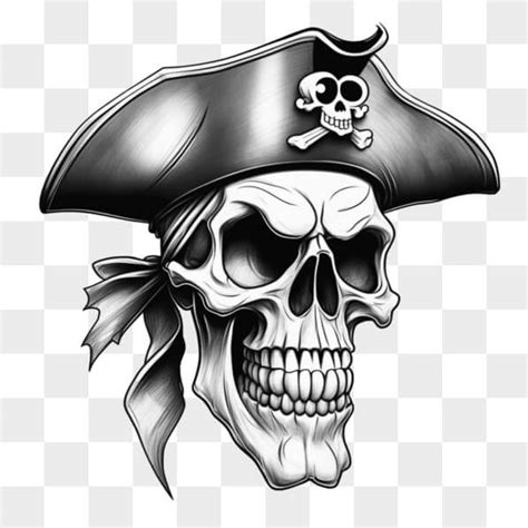 Download Artistic Skull In Pirate Hat And Bandana Sketches Online