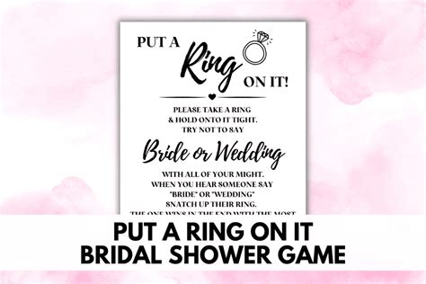 Put A Ring On It Bridal Shower Game Free Printable Sign Bold Bubbly