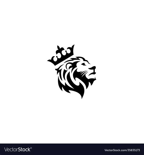 Lion king logo with crown design simple Royalty Free Vector