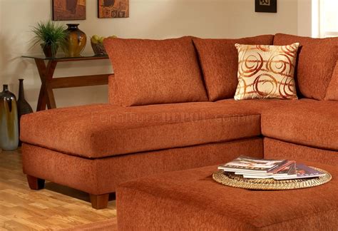 Terracotta Fabric Modern Sectional Sofa W Optional Ottoman