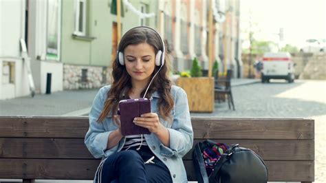 Pretty Girl Listening Music On Headphones Stock Footage Sbv 309018591