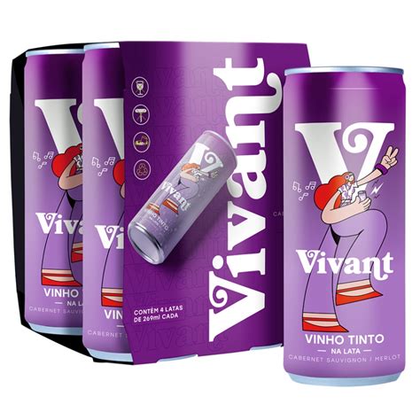 Vinho Tinto Em Lata Vivant Wines 269ml Pack 4un Submarino