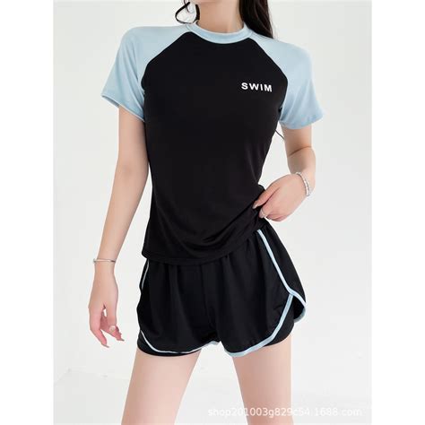 Mua Bikini nữ LUHAZO kín đáo Đùi 2022 ngắn Tay đi biển Hàn Quốc 2 mảnh bigsize du lịch Đẹp Co